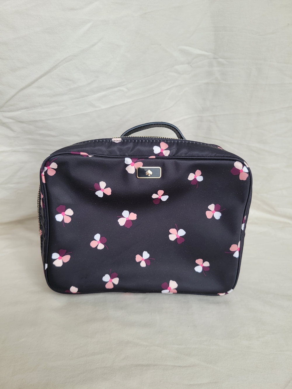 Kate Spade Black Floral Nylon Cosmetic Case